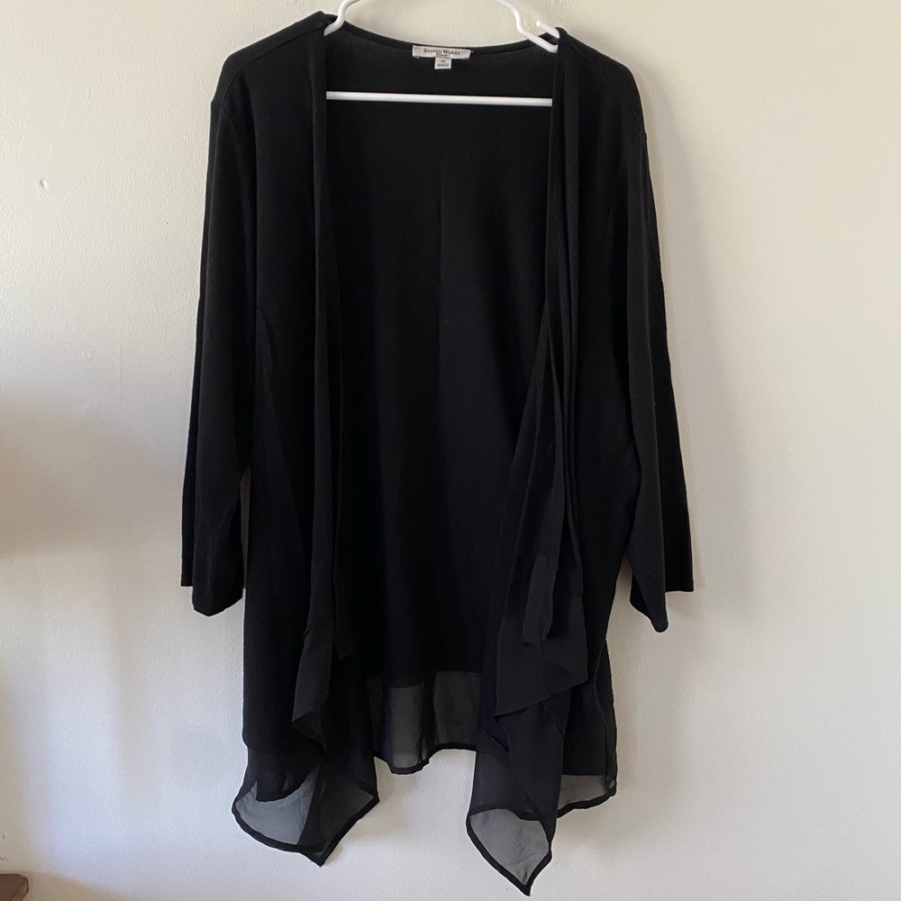 Studio Works Open Cardigan Sweater Black Size 3x - Picture 1 of 5